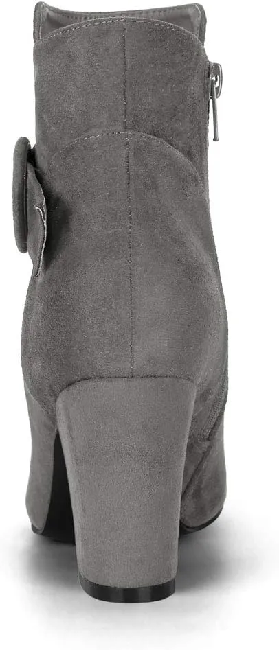 Allegra K Women's Round Toe Block Heel Boots Ankle Booties
