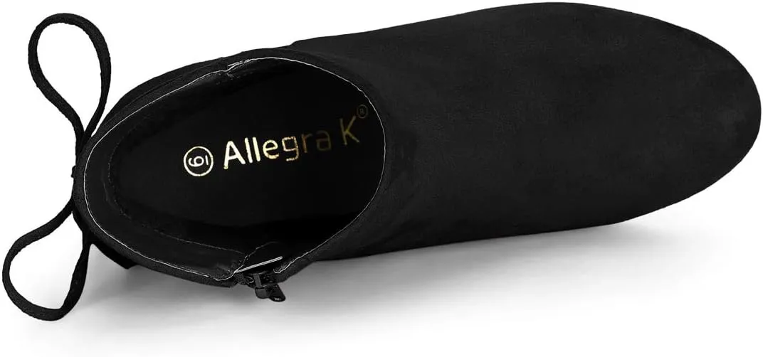 Allegra K Women's Round Toe Block Heel Zipper Lace Up Ankle Boots