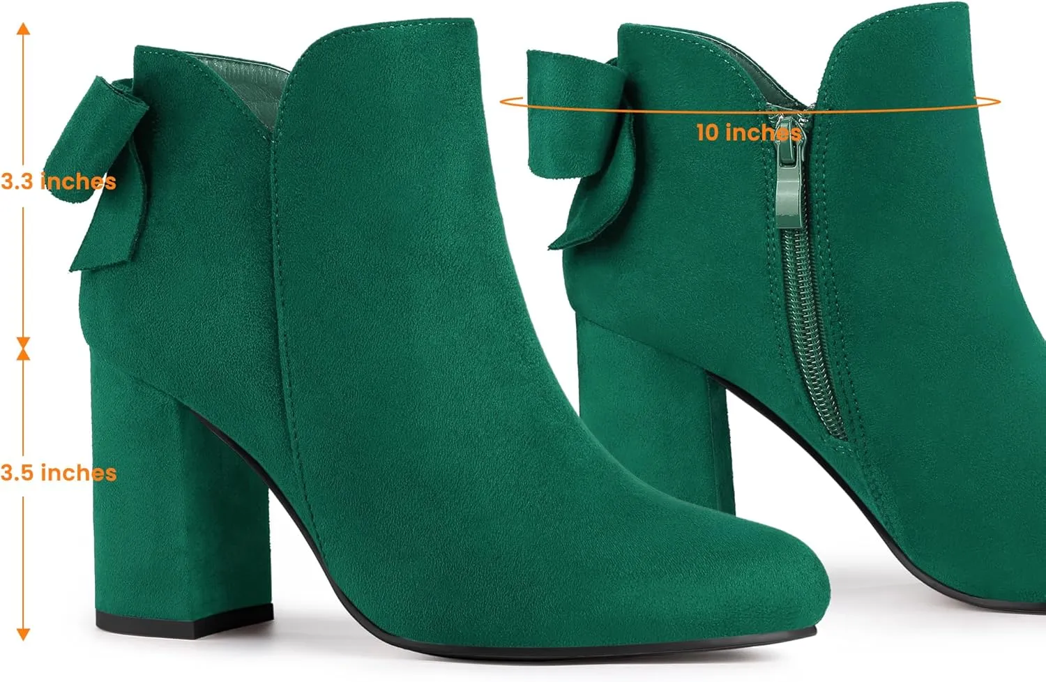 Allegra K Women's Round Toe Bow Decor Chunky Heel Ankle Boots