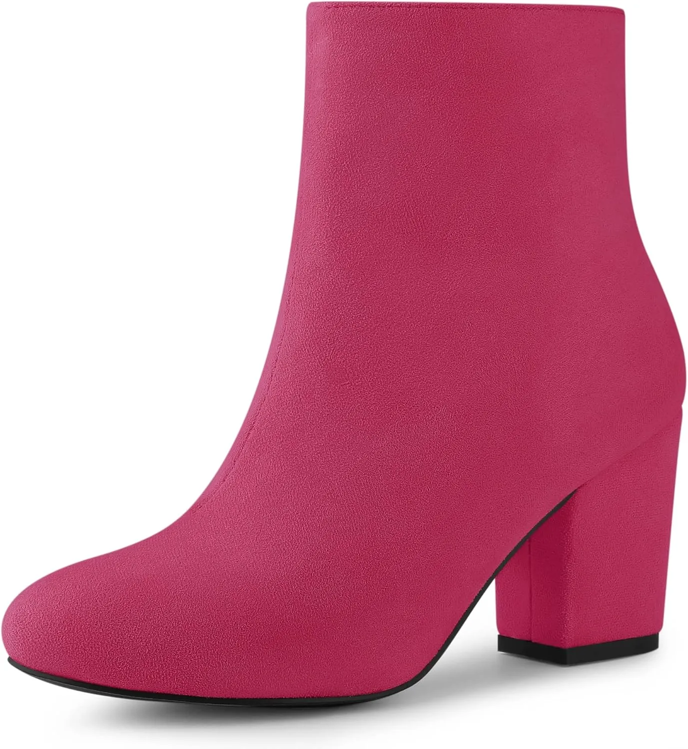Allegra K Women's Round Toe Chunky Heel Ankle Boots