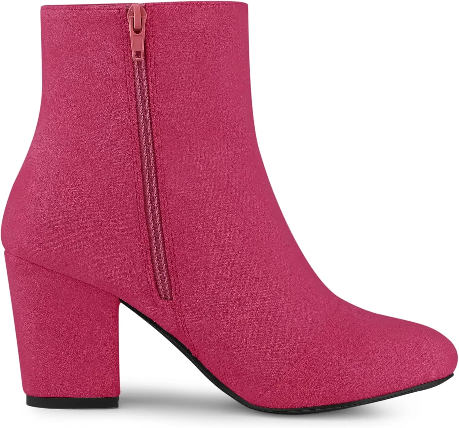 Allegra K Women's Round Toe Chunky Heel Ankle Boots