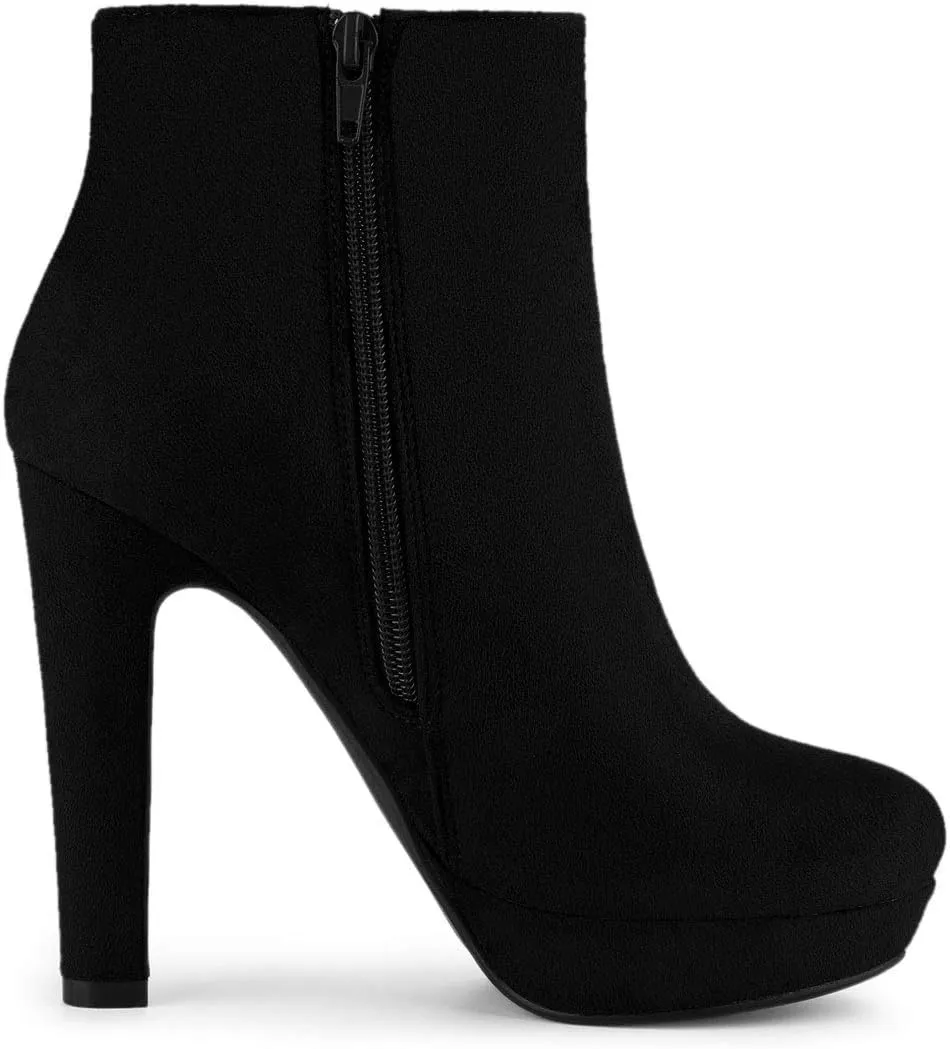 Allegra K Women's Round Toe Chunky High Heel Platform Ankle Boots