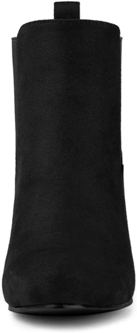Allegra K Women's Round Toe Chunky High Heels Ankle Chelsea Boots