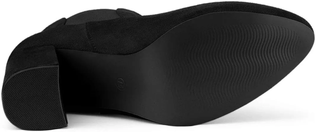 Allegra K Women's Round Toe Chunky High Heels Ankle Chelsea Boots
