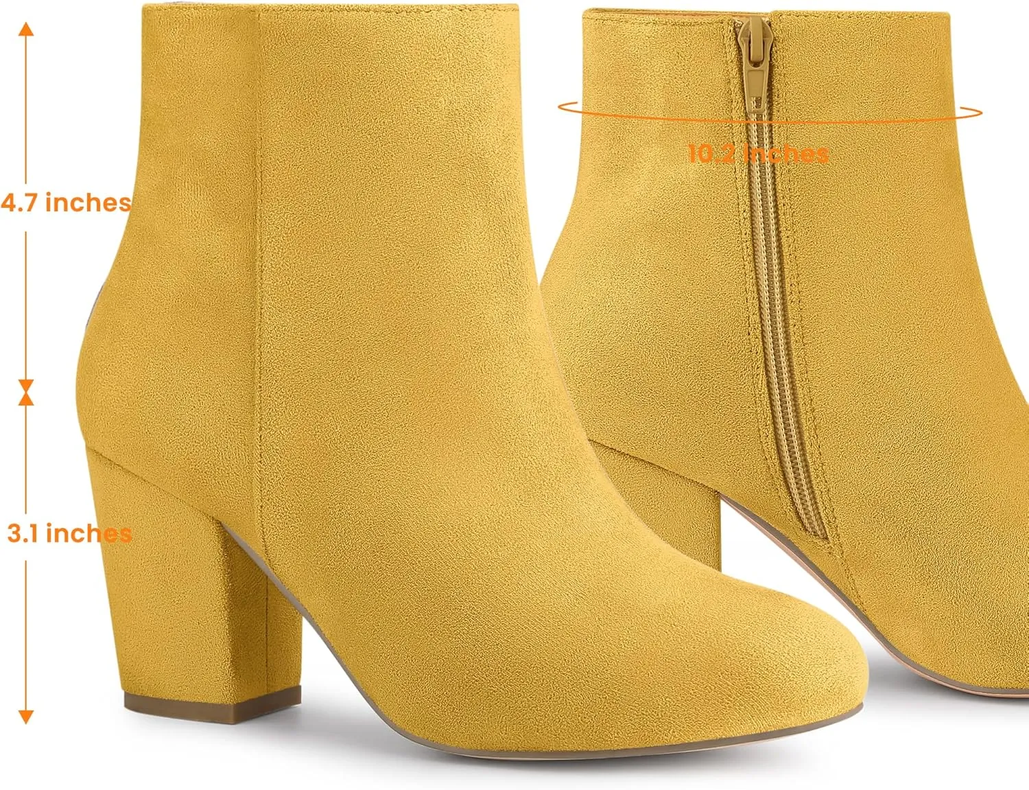 Allegra K Women's Round Toe Side Zip Chunky Heel Ankle Boots