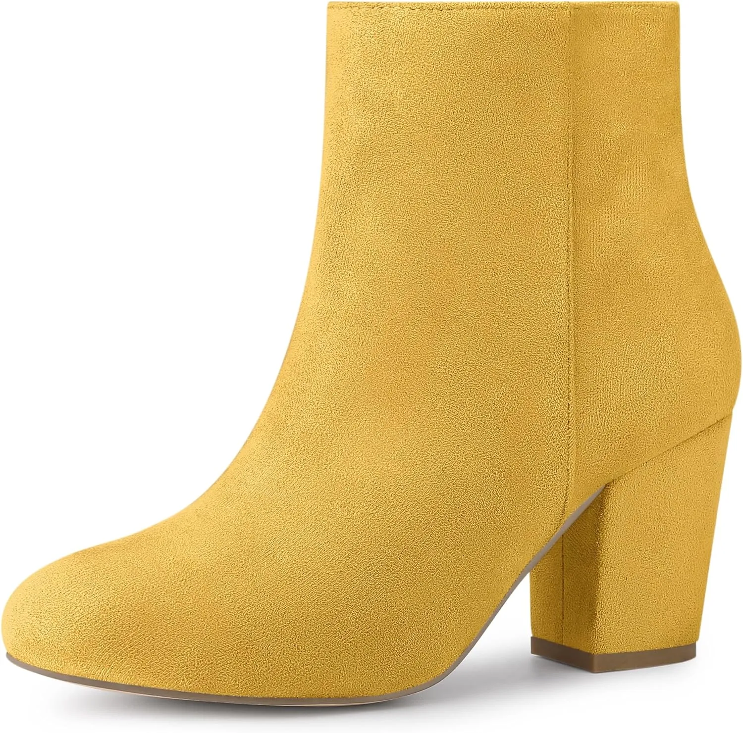 Allegra K Women's Round Toe Side Zip Chunky Heel Ankle Boots