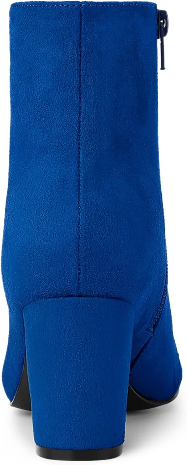 Allegra K Women's Round Toe Side Zip Chunky Heel Ankle Boots