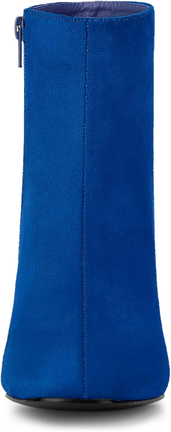 Allegra K Women's Round Toe Side Zip Chunky Heel Ankle Boots
