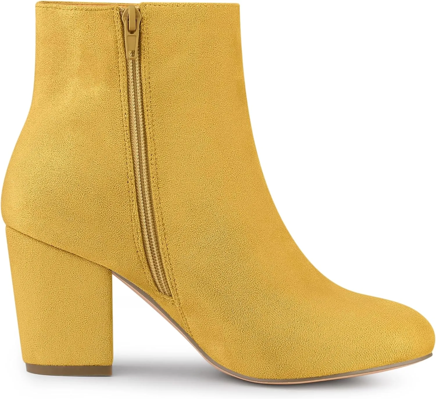 Allegra K Women's Round Toe Side Zip Chunky Heel Ankle Boots