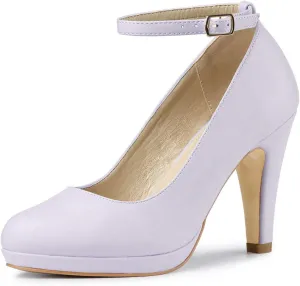 Allegra K Women's Round Toe Stiletto Heel Ankle Strap Pumps