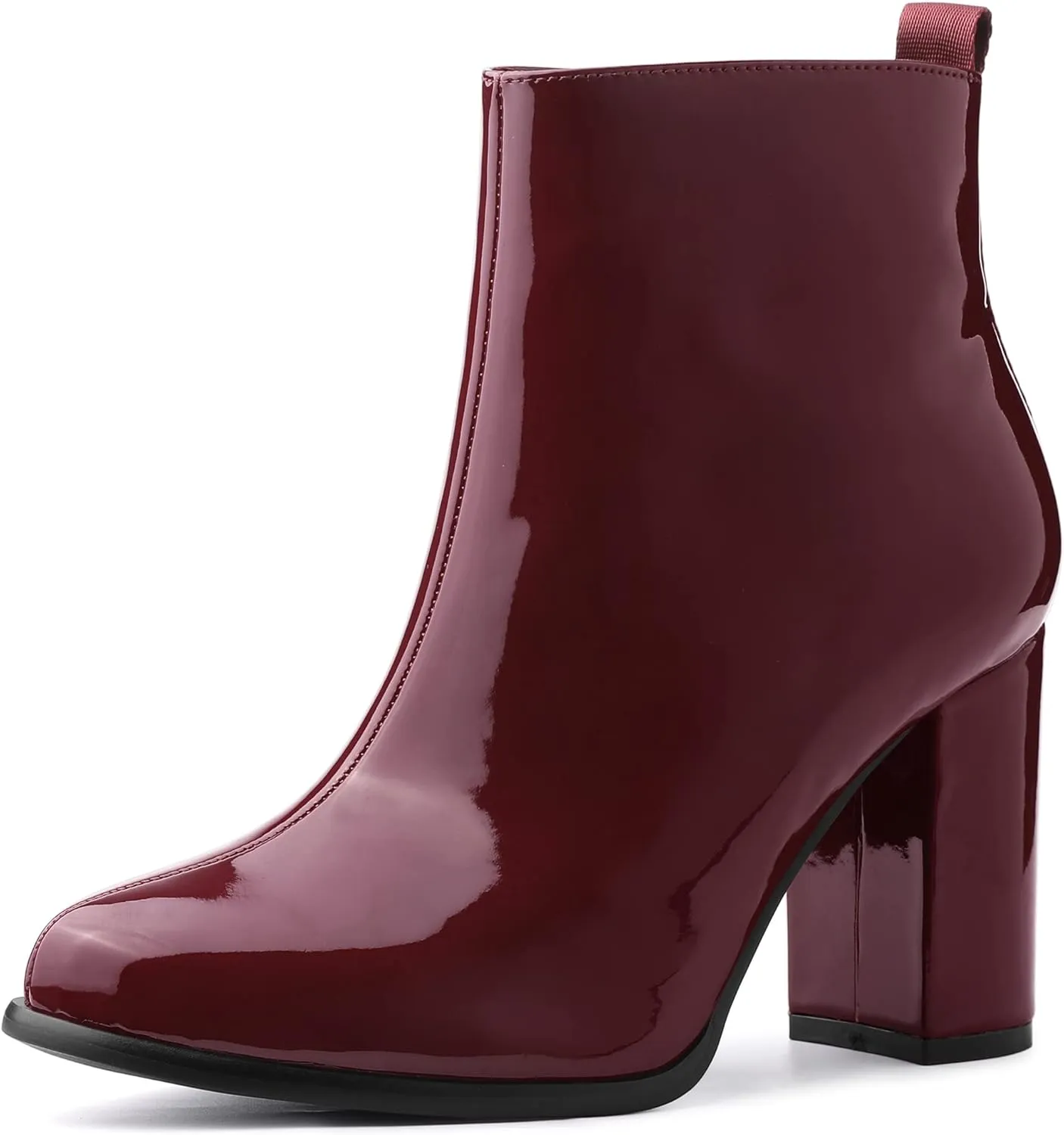 Allegra K Women's Round Toe Zipper Chunky Heels Ankle Boots