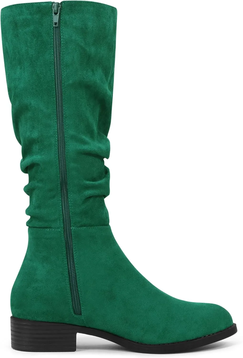 Allegra K Women's Slouch Round Toe Low Heel Boots Knee High Boots