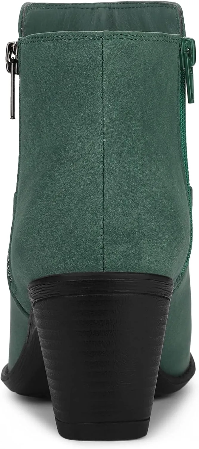 Allegra K Women's's Low Chunky Heel Side Zipper Ankle Booties