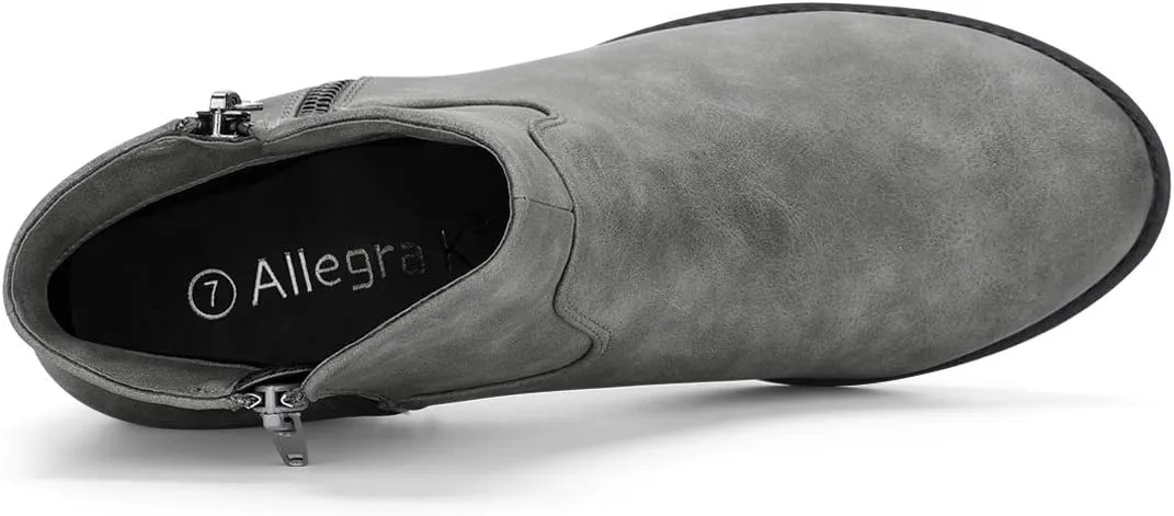 Allegra K Women's's Low Chunky Heel Side Zipper Ankle Booties