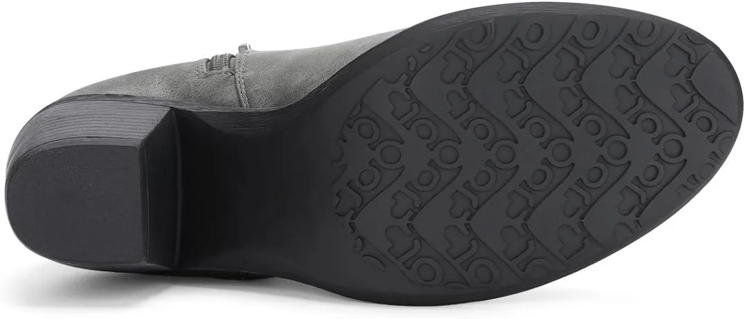 Allegra K Women's's Low Chunky Heel Side Zipper Ankle Booties