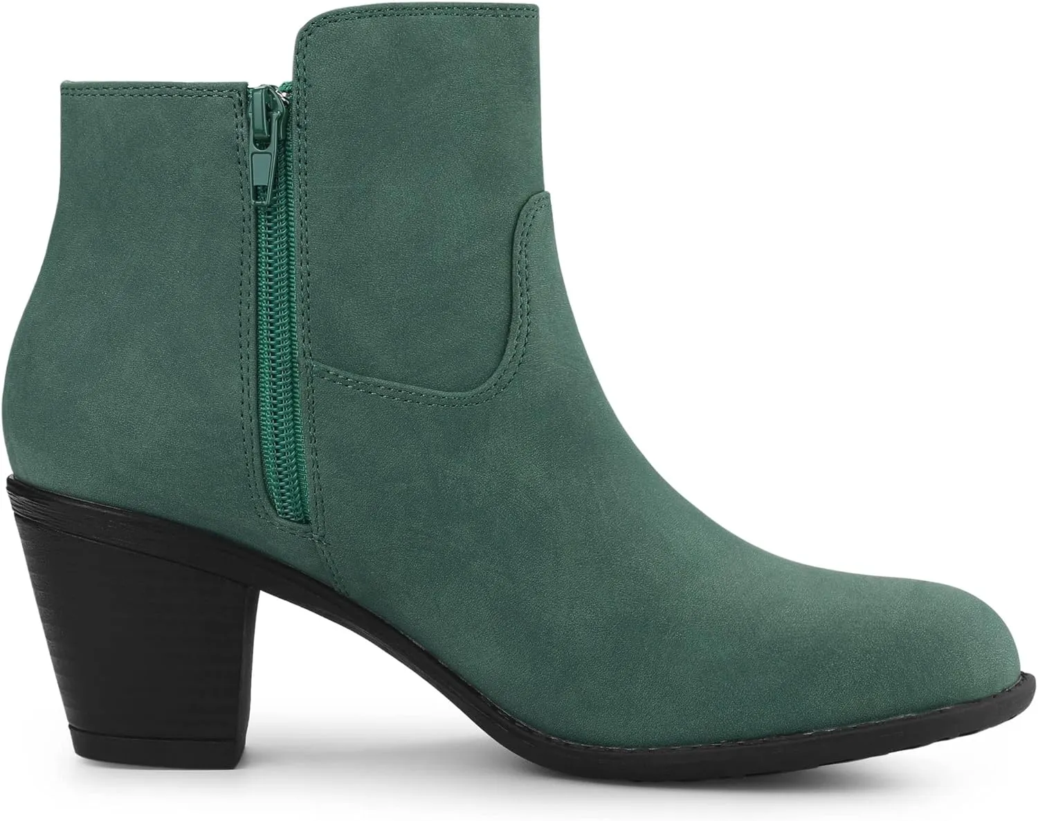 Allegra K Women's's Low Chunky Heel Side Zipper Ankle Booties
