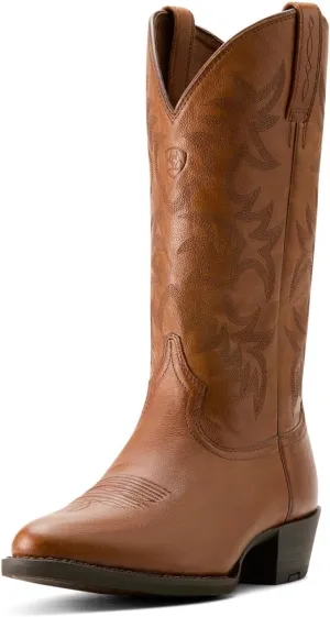 Ariat Men's Heritage R Toe Western Boot, Cognac, 9.5 Wide