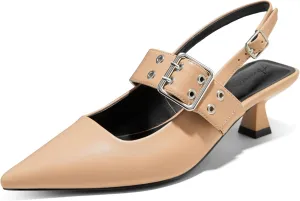 Arromic Kitten Heels for Women Pointed Toe Pumps Mary Jane Low Heel Slingback Heels Punk Style Fashion Shoes for Dating Party Working Dressy