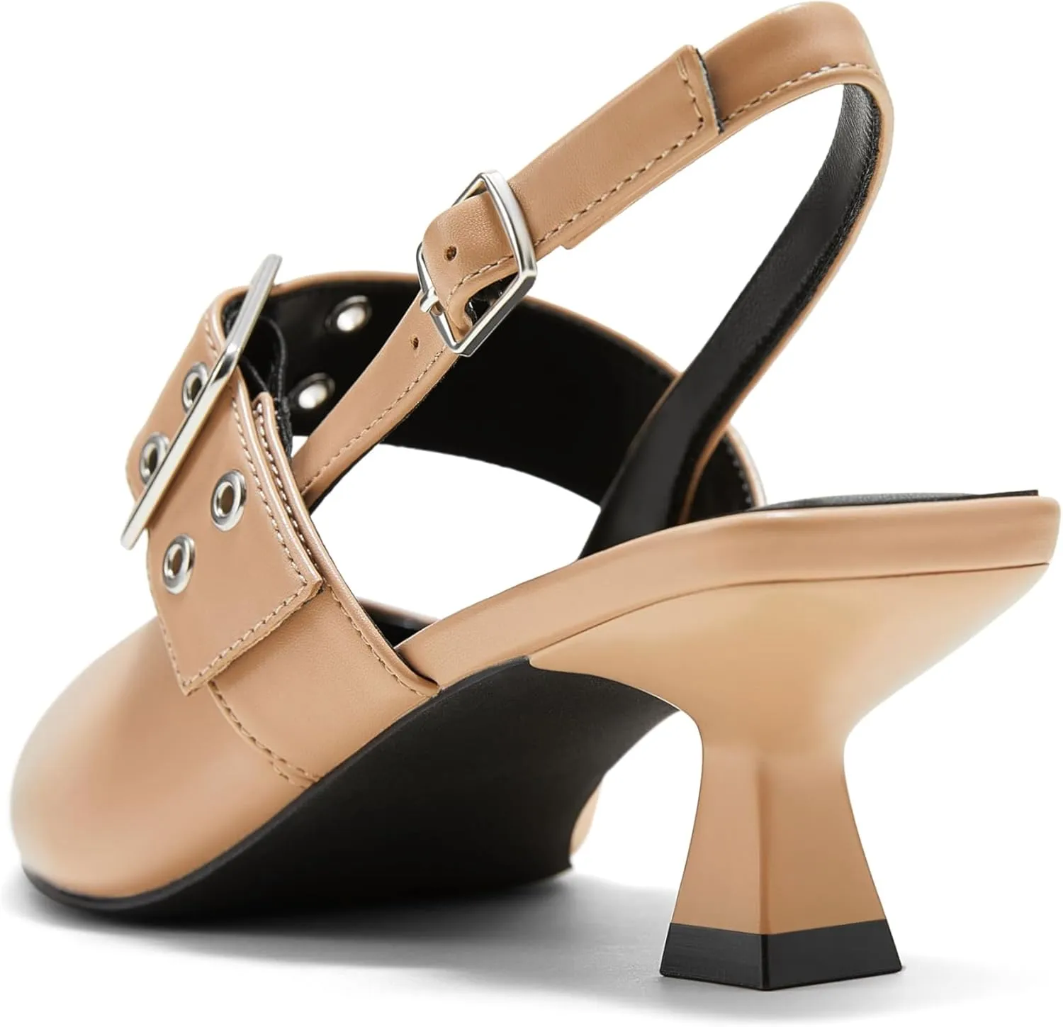 Arromic Kitten Heels for Women Pointed Toe Pumps Mary Jane Low Heel Slingback Heels Punk Style Fashion Shoes for Dating Party Working Dressy