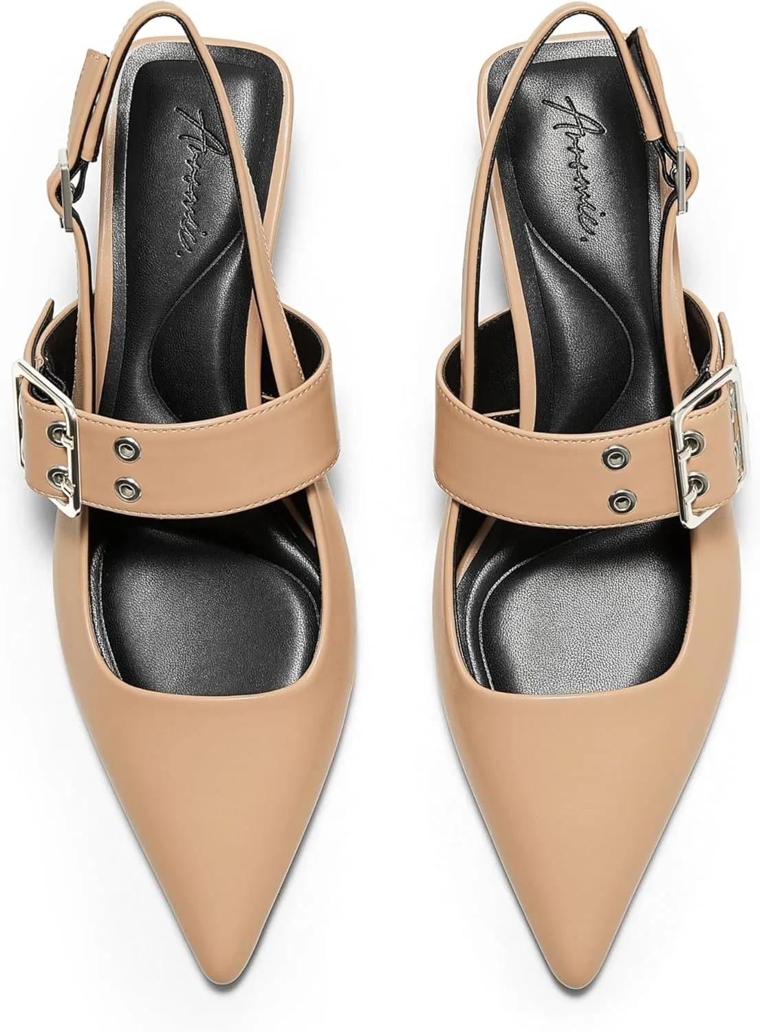 Arromic Kitten Heels for Women Pointed Toe Pumps Mary Jane Low Heel Slingback Heels Punk Style Fashion Shoes for Dating Party Working Dressy