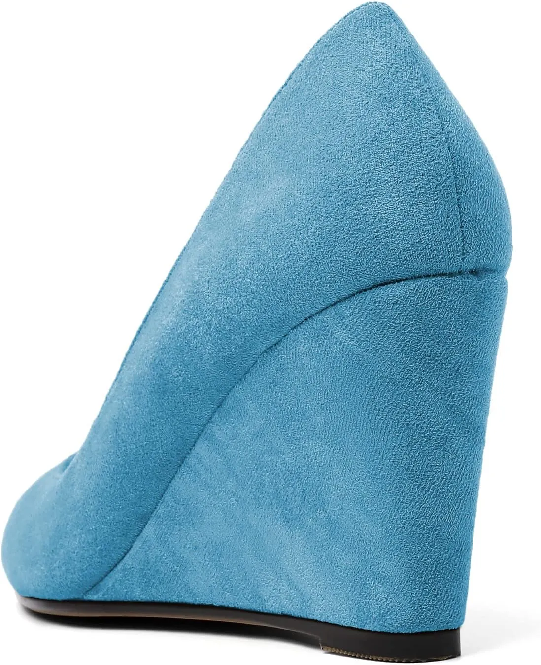 AUMOTED Women's Wedges Heel Pumps Solid Solid Closed Round Toe Wedge Pumps Slip On 3.5 Inch Wedge Suede Heels for Dress Working Evening