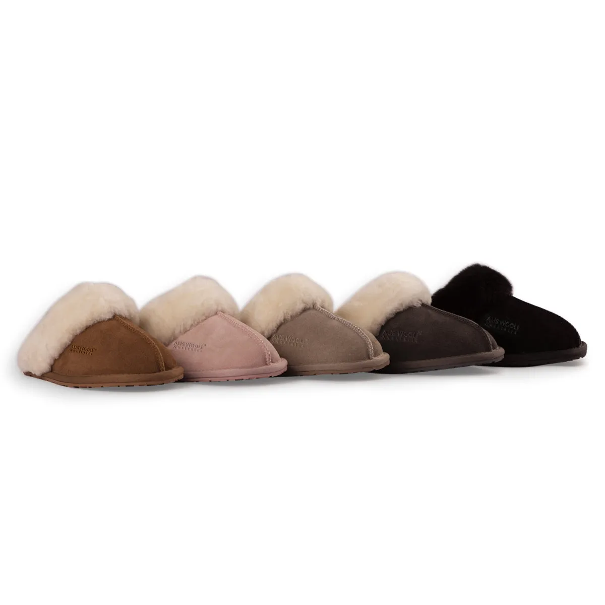 AUS WOOLI UGG UNISEX SHEEPSKIN WOOL SHELLEY Slippers - Grey