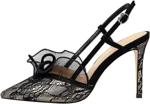 BEAUPAS Women's Pointed Toe Slingback Heels Lace Mesh High Stiletto Pumps