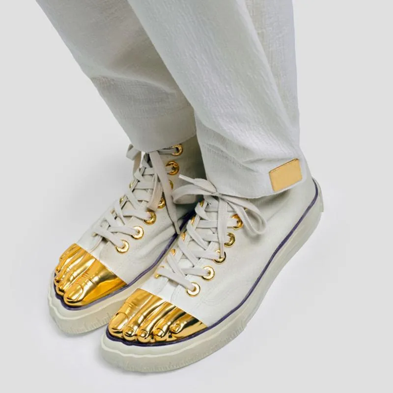 Beige Canvas Sneaker with Golden Details