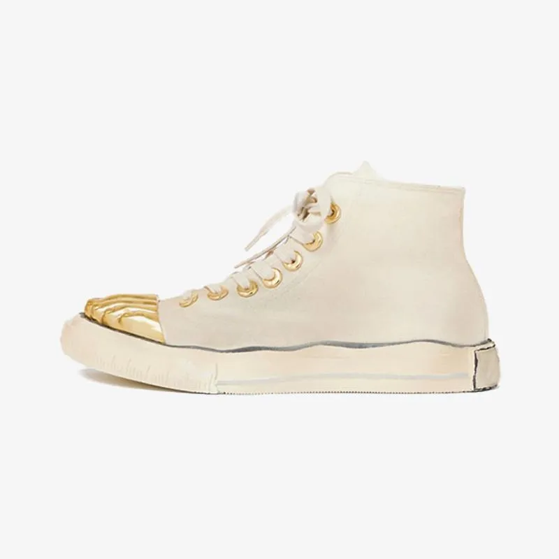 Beige Canvas Sneaker with Golden Details