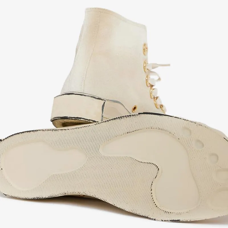 Beige Canvas Sneaker with Golden Details