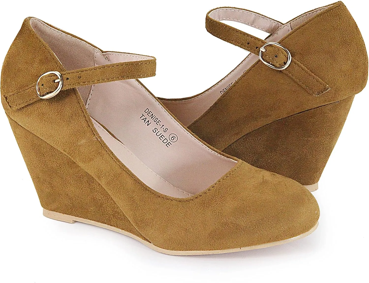 Bella Marie Denise Women's Round Toe Wedge Heel Mary Jane