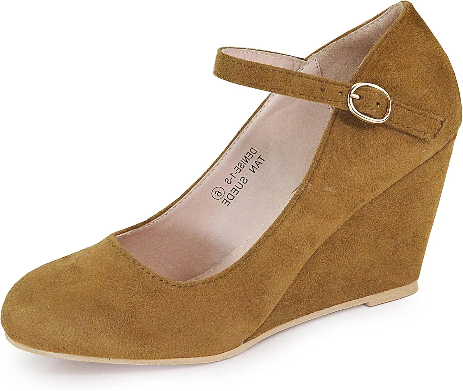 Bella Marie Denise Women's Round Toe Wedge Heel Mary Jane