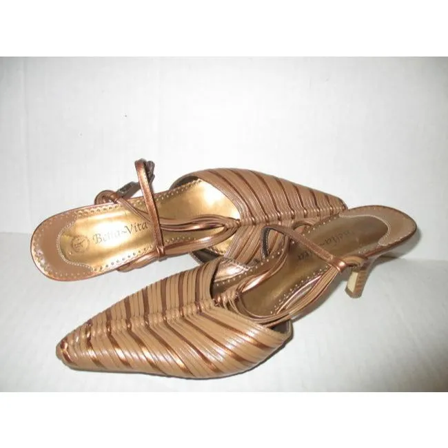 Bella Vita Bronze Metallic Taupe Slingback Pointed Toe Pumps Size Us