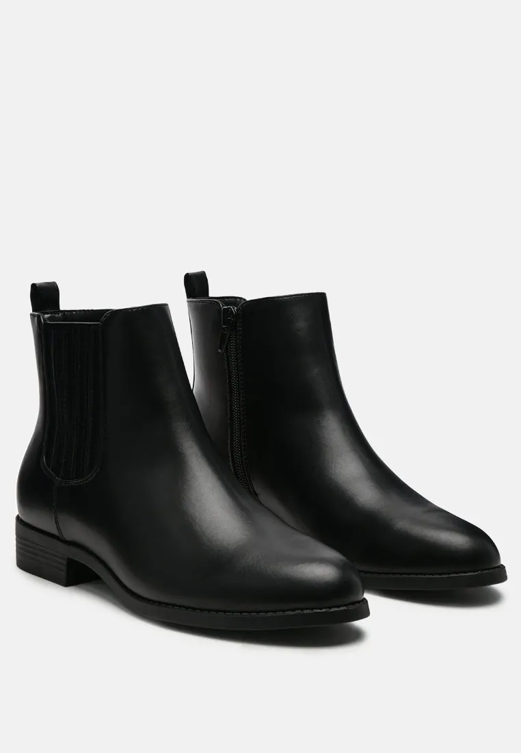 Black Almond Toe Chelsea Boots
