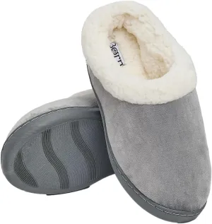 BORN Clog or Scuff Womens Slippers with Memory Foam and Non-Slip Sole, Soft and Comfy Bedroom Slippers for Women