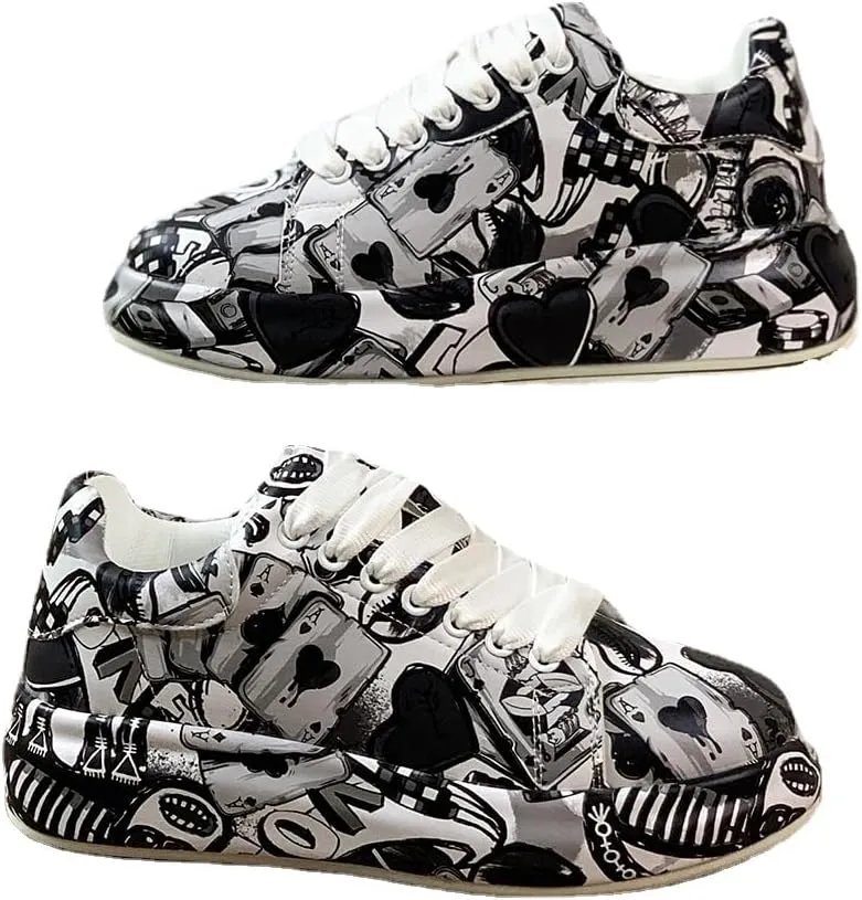 Breathable Low-top Lace-up Graffiti Running Shoes for Men Women - Ideal for Gym, Tennis, Walking, and Fashion