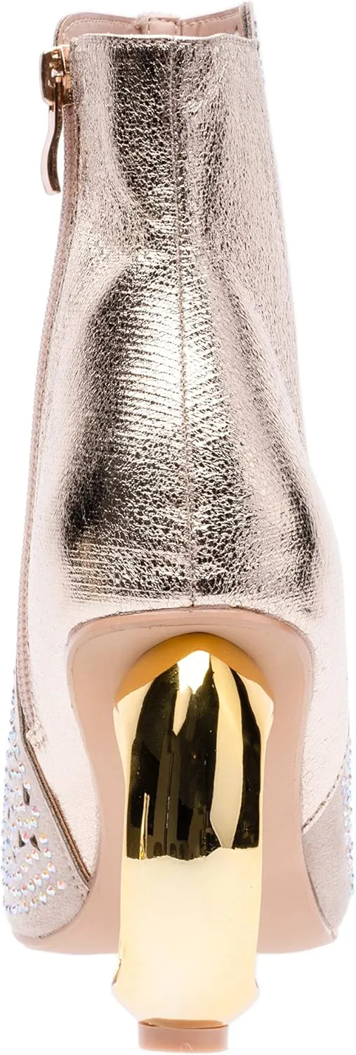 Breeze Metallic Laser-Cut Bootie On A 3.5 Inch Circular Heel