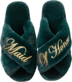 Bridal Slipper - Bridesmaid & Bachelorette Gifts - Forest Green - Bridal Shower