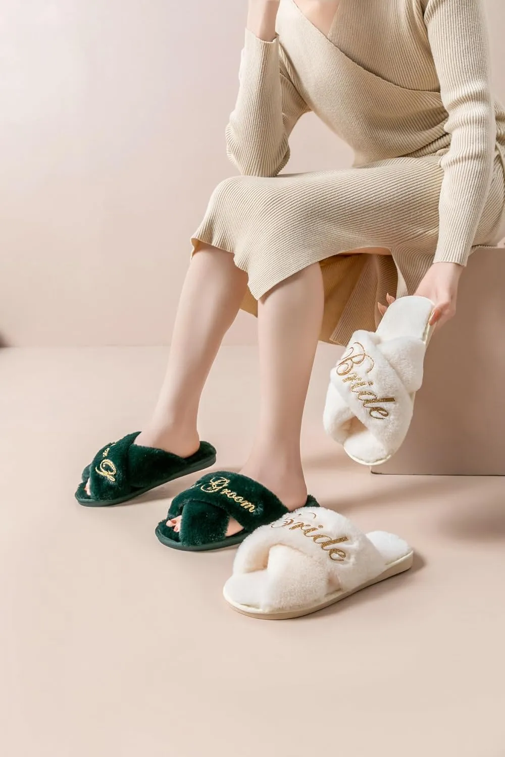 Bridal Slipper - Bridesmaid & Bachelorette Gifts - Forest Green - Bridal Shower