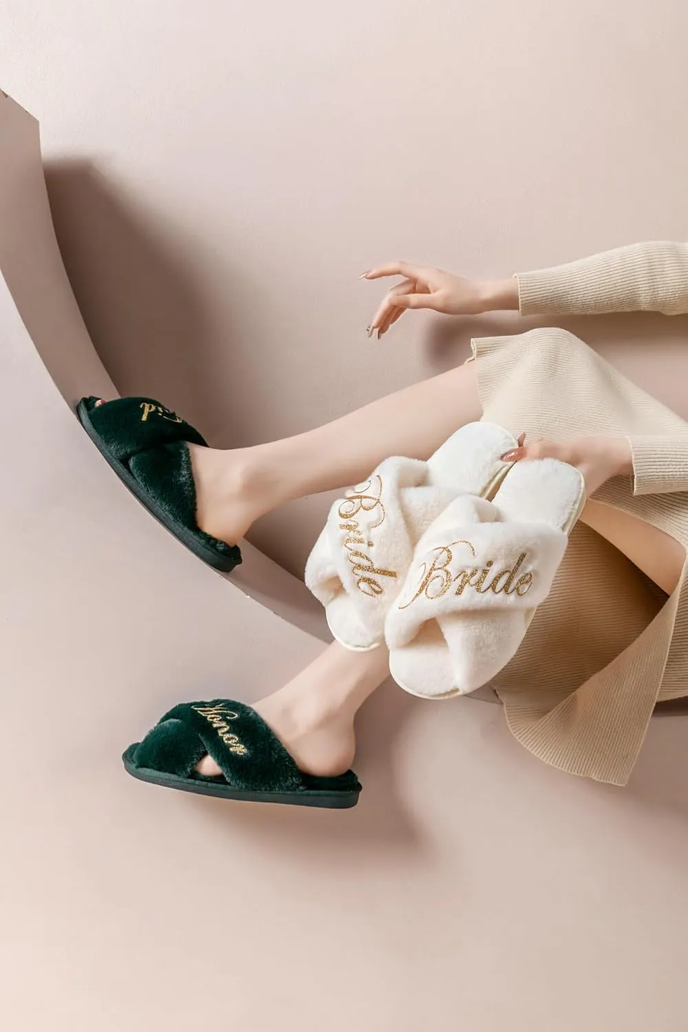 Bridal Slipper - Bridesmaid & Bachelorette Gifts - Forest Green - Bridal Shower