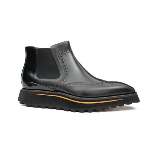 Brogue Thick-Soled Chelsea Boot 2891 Black