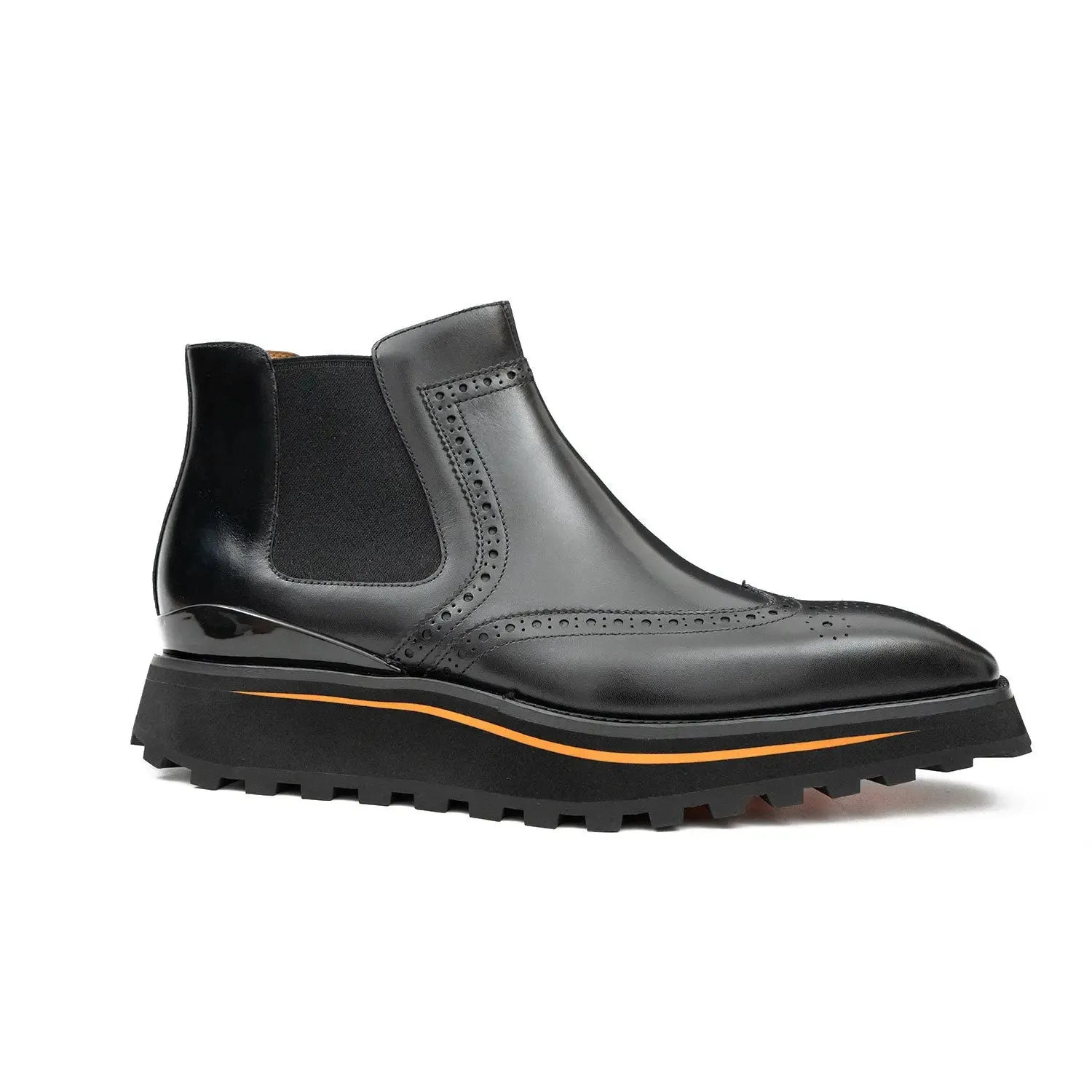 Brogue Thick-Soled Chelsea Boot 2891 Black