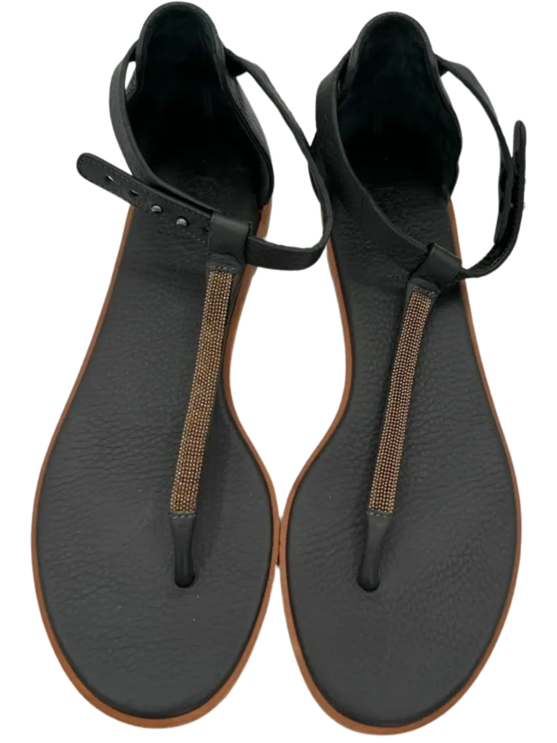 Brunello Cucinelli "Volcano" Monili Chain Flat Thong Sandal