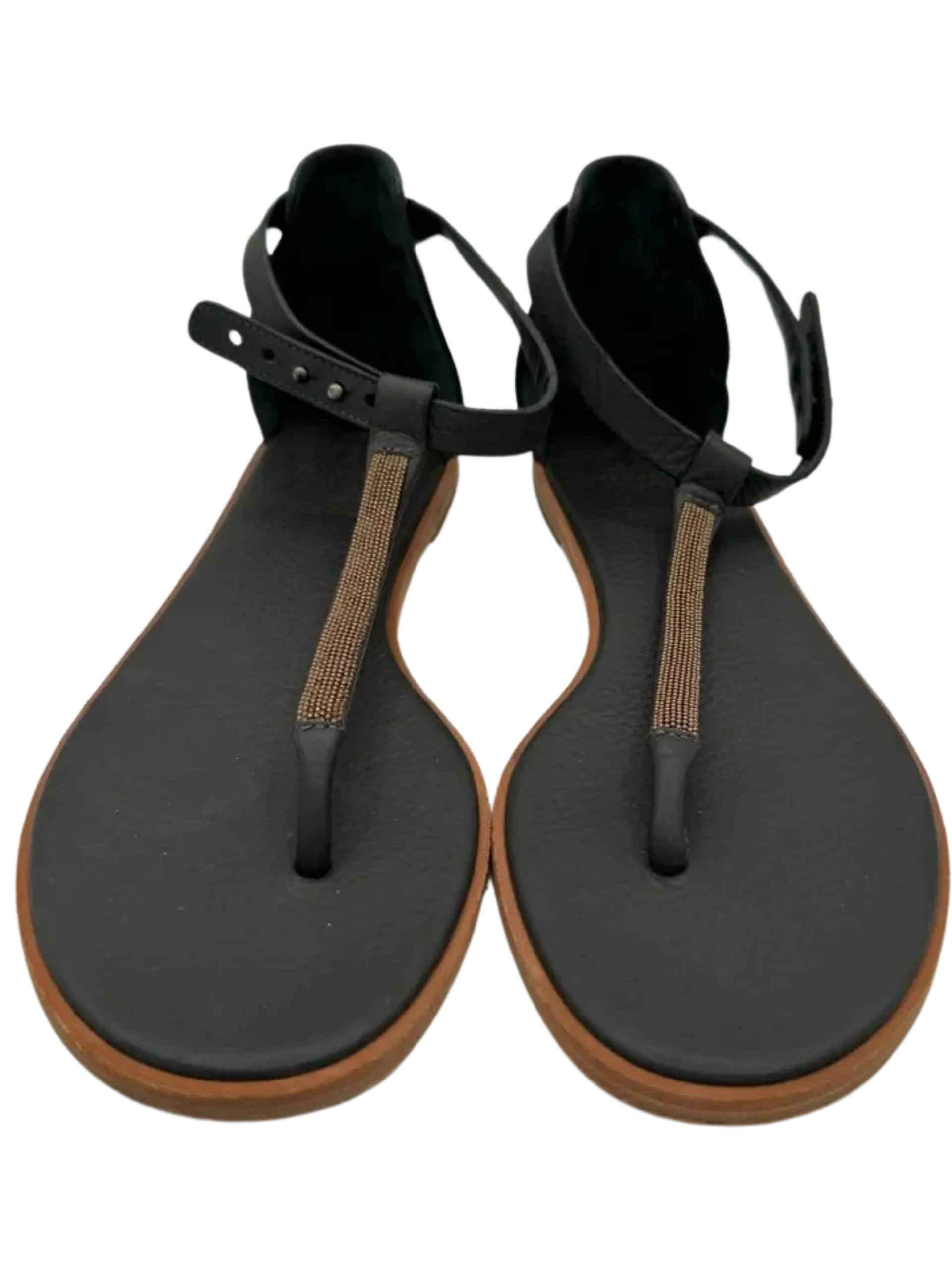 Brunello Cucinelli "Volcano" Monili Chain Flat Thong Sandal