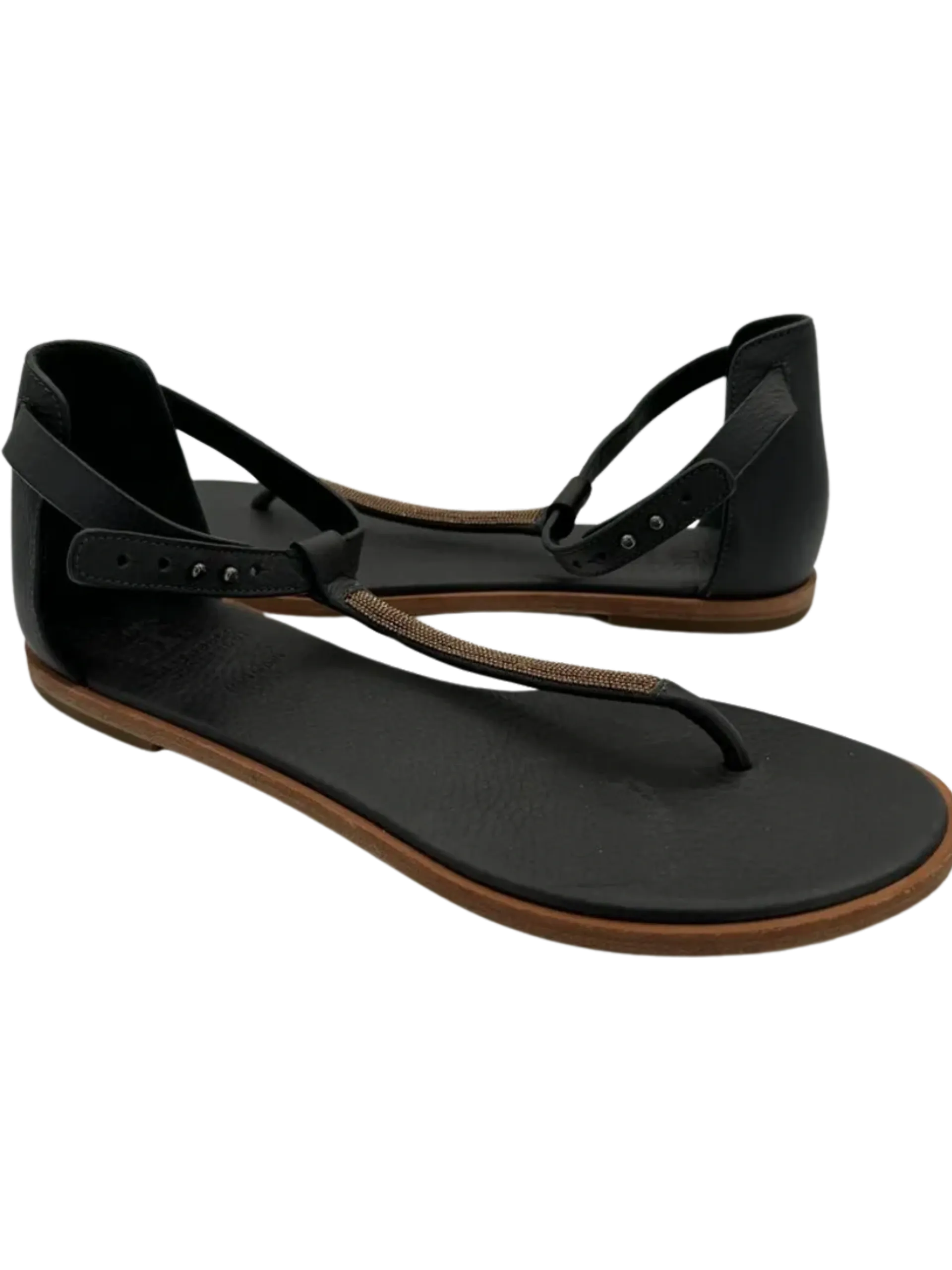 Brunello Cucinelli "Volcano" Monili Chain Flat Thong Sandal