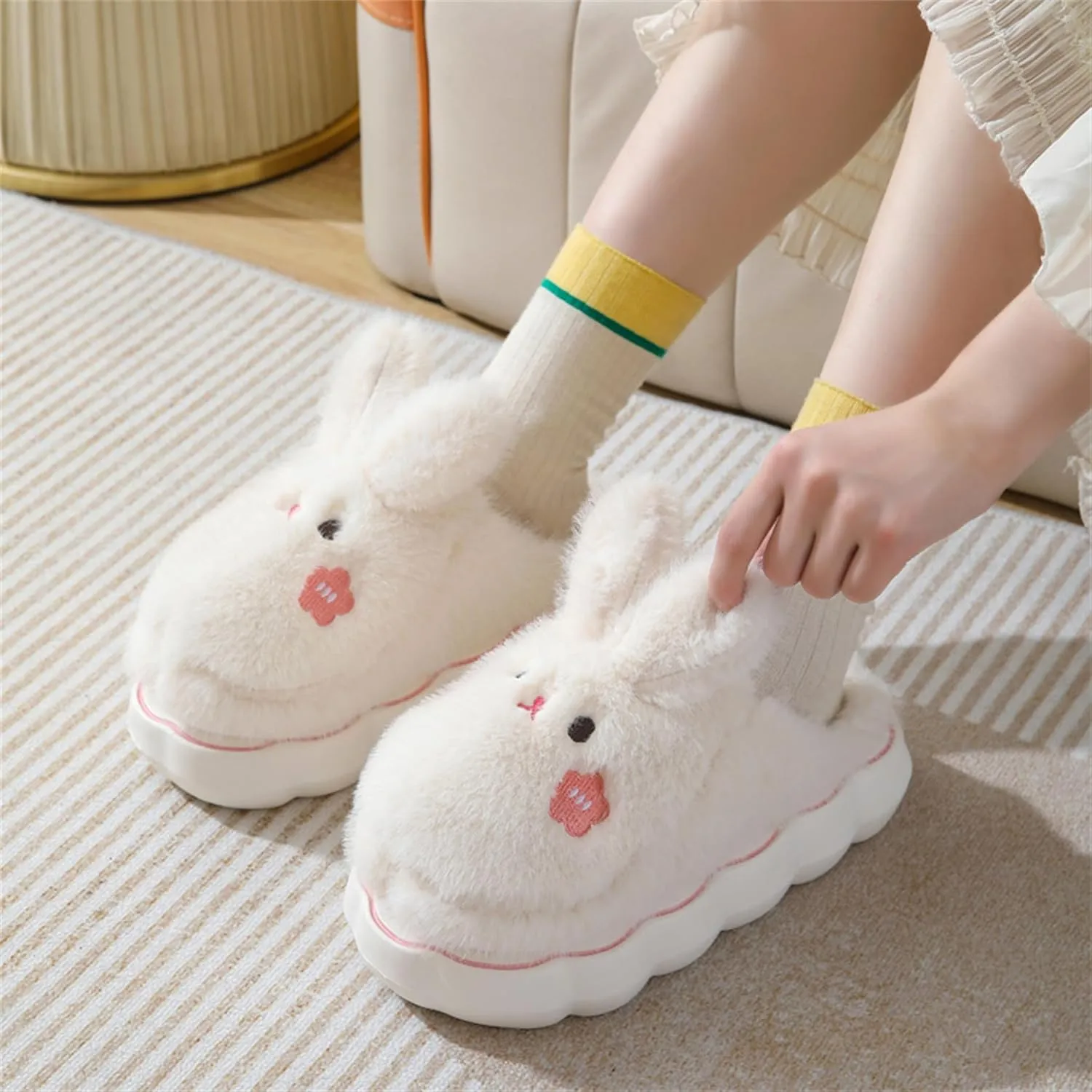 Bunny Cotton Slippers - Home Cartoon Slippers for Men & Women