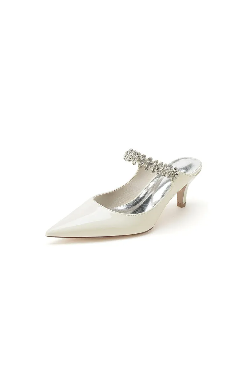 Burgundy Pointed Toe Wedding Shoes with Rhinestone