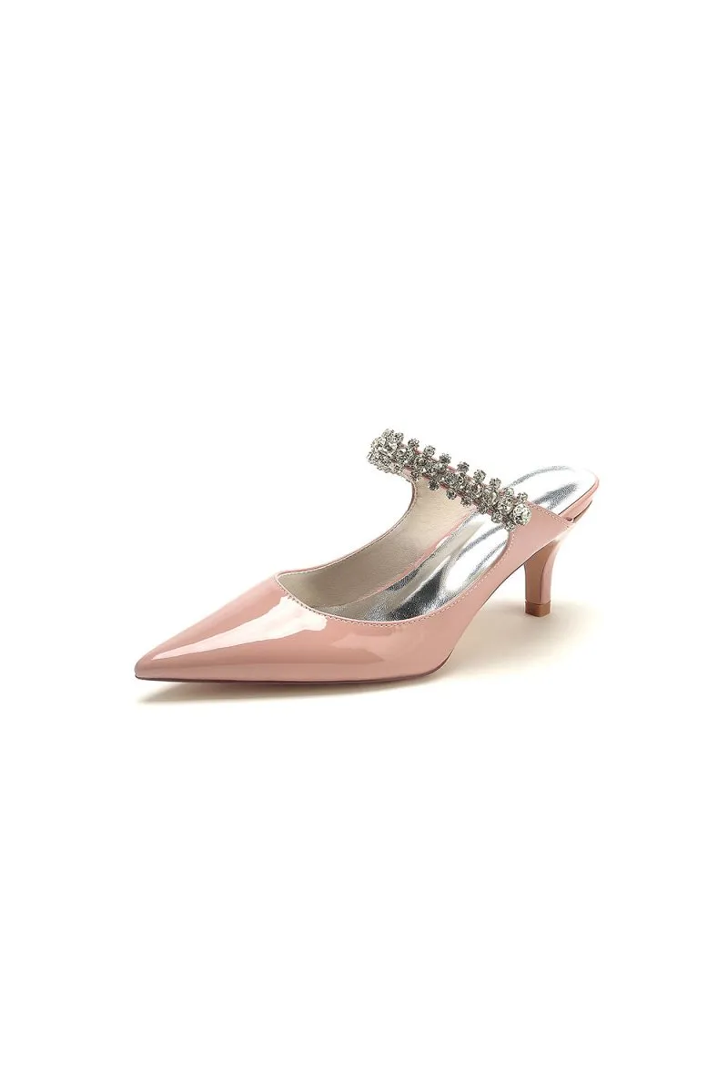 Burgundy Pointed Toe Wedding Shoes with Rhinestone