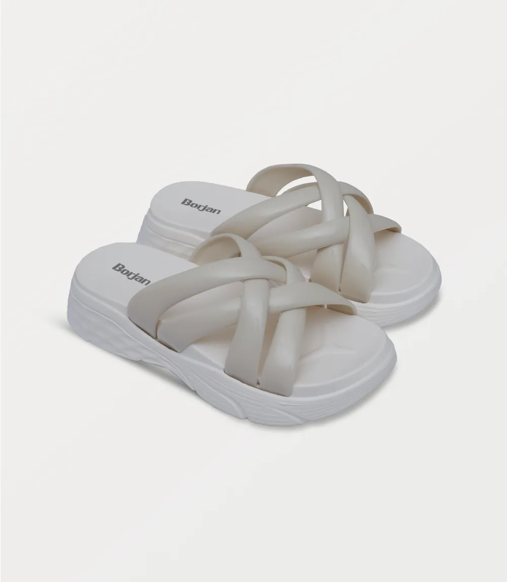 BW10276-WHITE-Women Casual Slipper