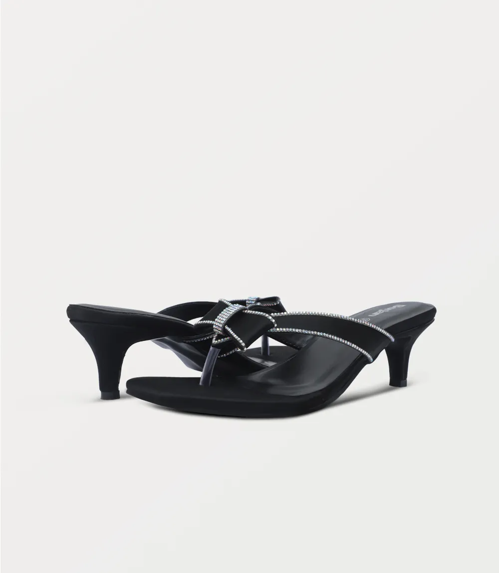 BW10365-BLACK-Women Chappal Heel